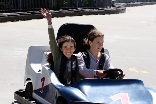 Girls on go cart