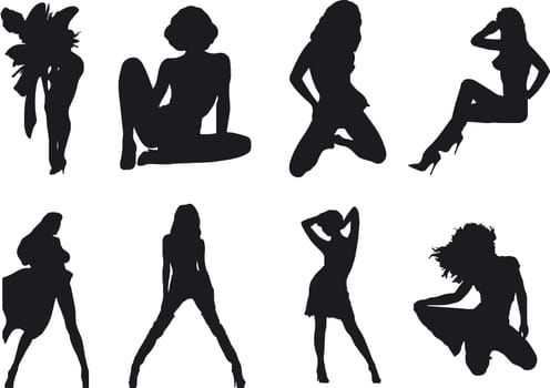 Illustration of sexy woman silhouettes