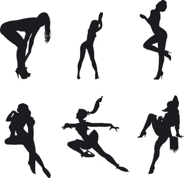 Illustration of sexy woman silhouettes