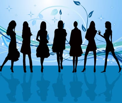 Sexy women silhouettes vector illustration
