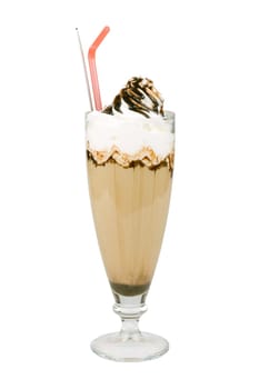 coffee cup with chocolate and cream on top