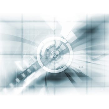 Abstract tech illustration with dot screen effect.