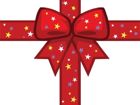 Festive presents ribbon ornamented with color stars. Vector format