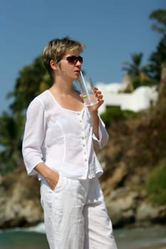 Woman with a glass of water