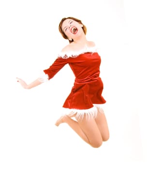 jumping christmas girl