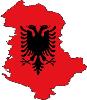 Illustration Vector of a Map and Flag from Albania