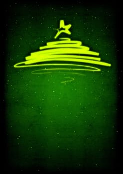 Christmas tree on snowy background with free space for individual text.