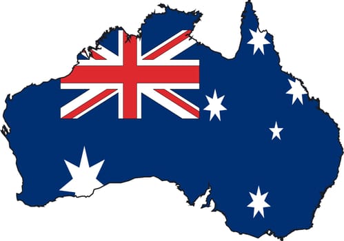 Illustration Vector of a Map and Flag from Australia