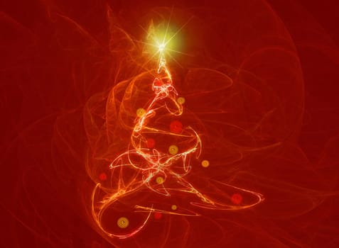 hires computer graphic image of christmas tree in abstract