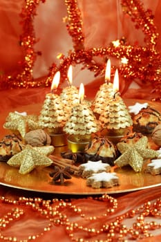 Beautiful Christmas still life with candles
