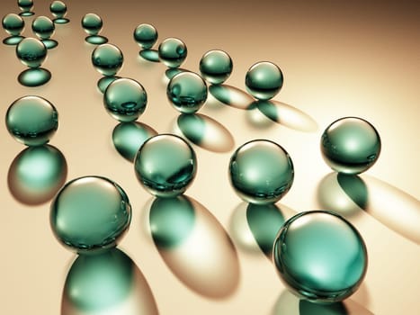 3d render of a group of green marbles