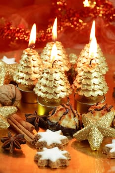 Beautiful Christmas still life with candles