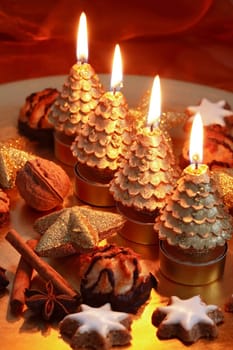 Beautiful Christmas still life with candles