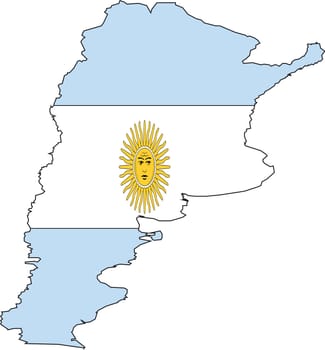Illustration Vector of a Map and Flag from Argentina