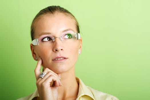 business portrait of a young thinking and successful woman