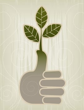 Stylized Green Thumb/Thumbs Up Concept Icon  Easy-edit layered file.