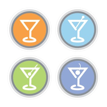 Colorful Martini Glass Icons. Easy-edit file makes changing colors simple.