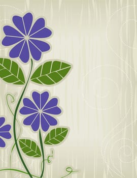 Whimsical Floral motif, purple flowers and vines  layered file.