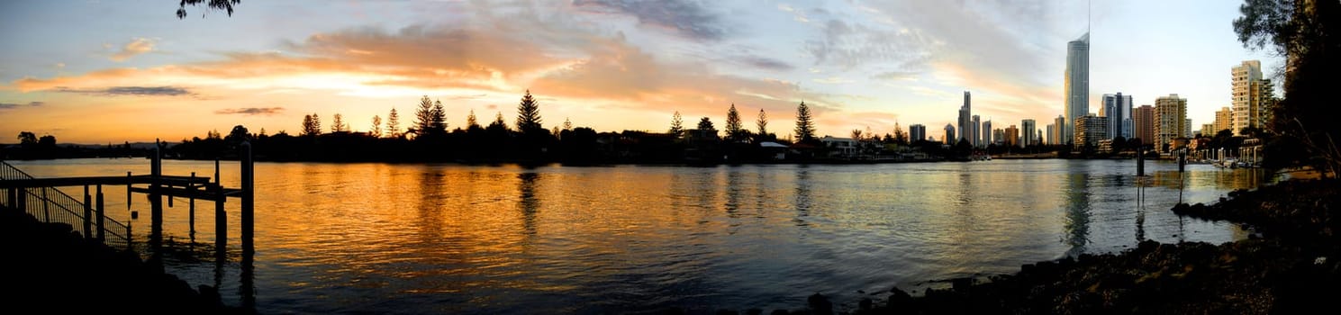 Sunset in Surfers in dock.