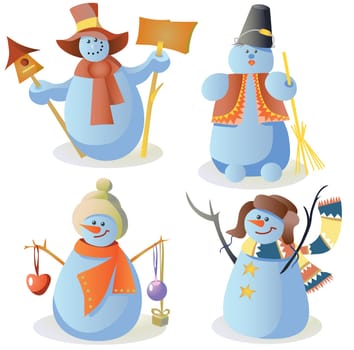 illustration of seasons snowman