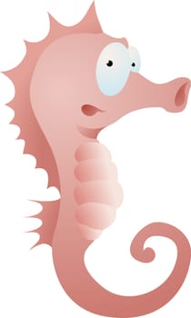 An illustration of a friendly pink seahorse