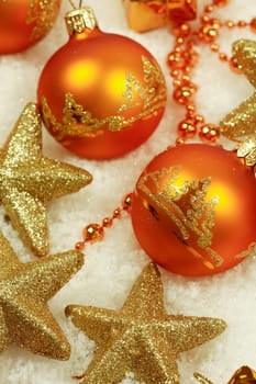 Christmas still life on the snow