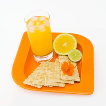 Healthy snack isolated - breakfast with citrus fruit