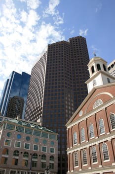 Faneuil Hall and downtown skyline, Boston.