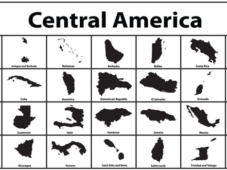 Vector silhouettes of Central America countries.