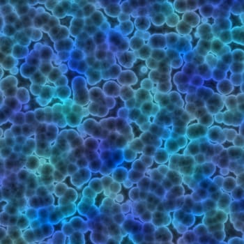 Computer generated illustration of blue plant cells under microscope