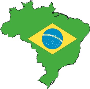 Illustration Vector of a Map and Flag from Brazil