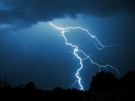 lightning strikes in the darkness