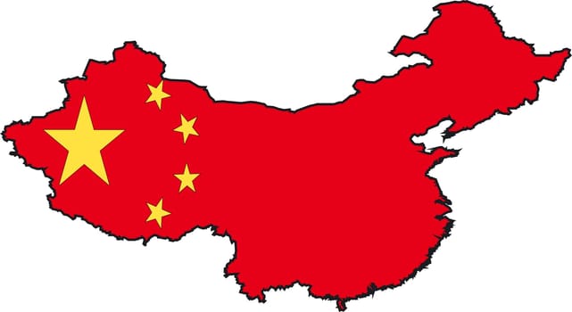 Illustration Vector of a Map and Flag from China
