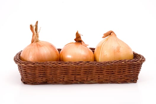 Group of onions isolated over white