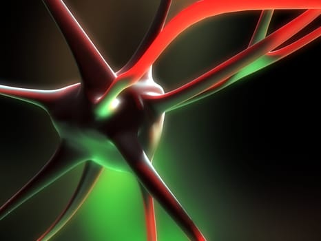 3d rendered close up of active neuron cells