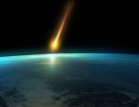 3d rendered illustration of a dangerous meteorid on his way to the earth