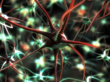 3d rendered close up of active neuron cells