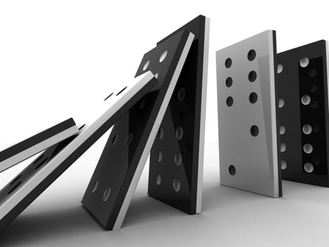 3d rendered illustration of domino standing in a line