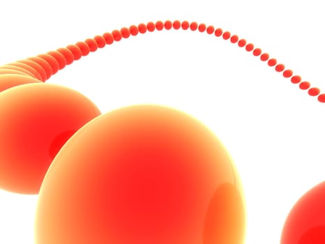 3d rendered illustration from a line of orange balls