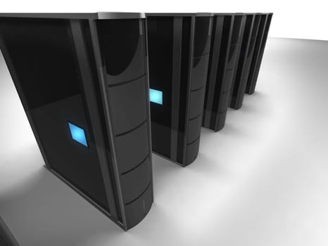 3d rendered illustration of servers standing in line