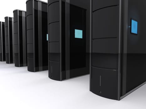 3d rendered illustration of servers standing in line