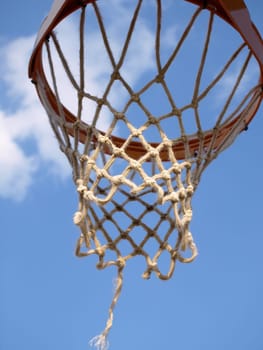 basketball goal against blue sky