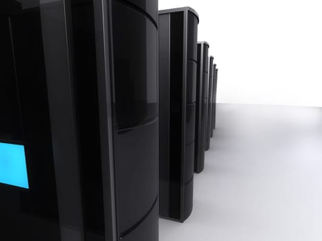 3d rendered illustration of servers standing in line