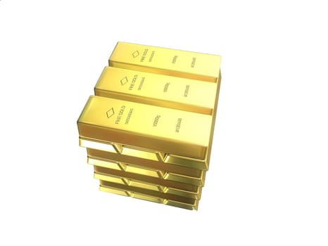 3d rendered illustration from packs of gold bars