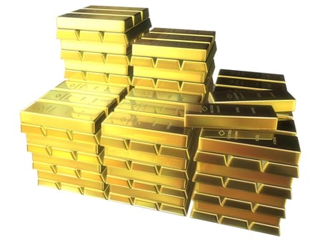 3d rendered illustration from packs of gold bars
