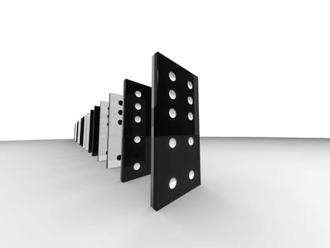 3d rendered illustration of domino standing in a line