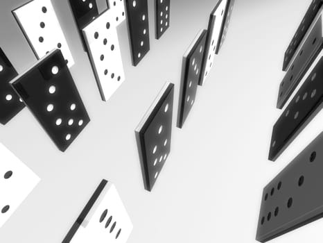 3d rendered illustration of domino standing in a line