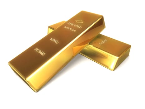 3d rendered illustration of two gold bars