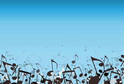 Musical notes on a blue background