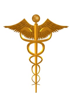 Illustration of a golden medical symbol on a white background